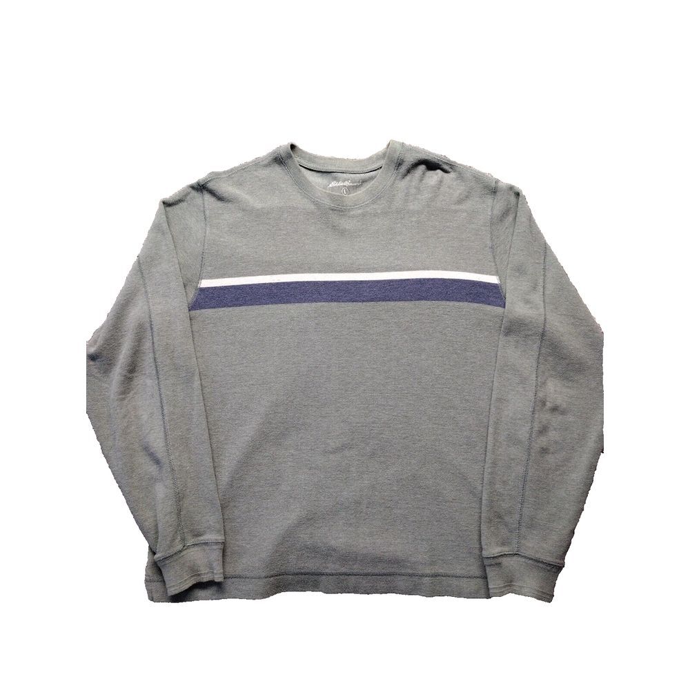 Eddie Bauer Mens‎ 100% Cotton Pullover Sweater Size Large Green W/Stripe 2007